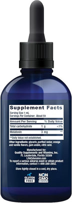 Life Extension Fast-Acting Liquid Melatonin (Citrus-Vanilla Flavor), 3 mg, Optimal Sleep Support, Healthy circadian Rhythms, Cellular Defense, Gluten-Free, Non-GMO, 2 fl oz