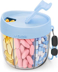 AMOOS Cute Pill Dispenser with 7 Large Compartments, Portable Pill Bottle Organizer with Wide Opening for Easy Use, Anti-Mix Pill Organizer for Travel, BPA-Free Pill Container, Blue