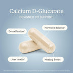 Calcium D-Glucarate | 500mg | CDG for Liver Detox and Cleanse, Hormone Balance, and Menopause Support | Calcium Supplement | Vegan, Non-GMO, & Third-Party Tested | 180 Capsules (6-Month Supply)