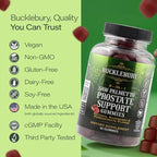 BUCKLEBURY 9-in-1 Natural Saw Palmetto Gummies with Raspberry & Pomegranate Flavor - Plant-Based Prostate Support Supplements for Mens Bladder Health, Hair Growth & Urinary Support - 60 Gummies
