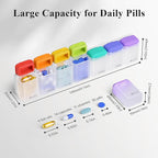 KOVIUU Weekly Pill Organizer Magnetic, Removable Pill Box 7 Day 1 Time a Day, Large Pill Case Travel, Week Once Daily Medication Dispenser, Medicine Container Holder for Supplement Vitamin, White