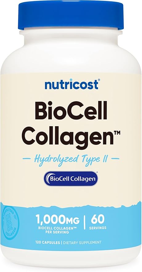 Nutricost BioCell Collagen (1,000mg) 120 Capsules - Hydrolyzed Type II Collagen Supplement, GMO-Free, Gluten-Free, 60 Servings