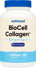 Nutricost BioCell Collagen (1,000mg) 120 Capsules - Hydrolyzed Type II Collagen Supplement, GMO-Free, Gluten-Free, 60 Servings