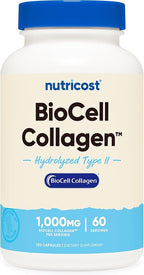Nutricost BioCell Collagen (1,000mg) 120 Capsules - Hydrolyzed Type II Collagen Supplement, GMO-Free, Gluten-Free, 60 Servings