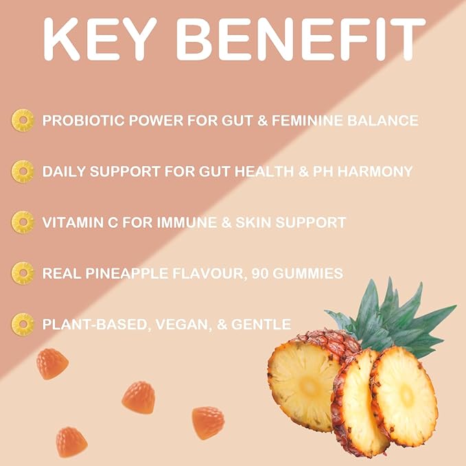MATOP Feminine Balance Gummies for Women - Vaginal Probiotic Pineapple Gummies Vegan, Sugar-Free, Gluten-Free 90 Gummies - 30 Servings (90 Count)