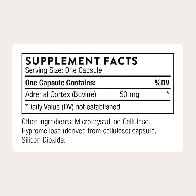 THORNE - Adrenal Cortex - Supplement for Cortisol Management - Supports Healthy Adrenal Gland Function, Stress Management, Immune System, Fatigue & Metabolism* - Third-Party Certified - 60 Capsules