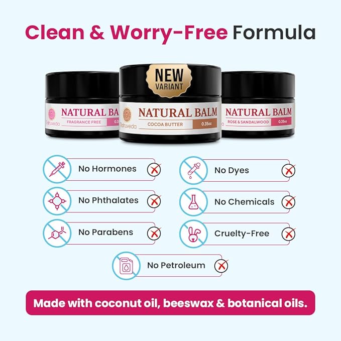 Vulva Balm Discovery Pack – Fragrance-Free,Cocoa & Rose Sandalwood | Feminine Moisturizer for Dryness, Itching, Chafing & Odor | Natural Intimate Skincare – 0.35 oz Jars (3-Pack)