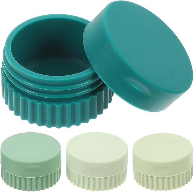 STAHAD 4pcs Silicone Travel Pill Organizer Case, Portable Vitamin and Medication Dispenser, Small Round Containers for Daily Pills, Compact Multi- for Travel and Home Use Random Color