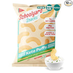 Schoolyard Sour Cream & Onion Protein Puffs - 14g Protein, Keto Friendly, Low Carb & Sugar, Gluten Free, Healthy Diabetic & Kids Snack, No artificial flavours or colors | Made in the USA (12 Pack)