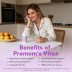 Premom Vitex Chaste Tree Berry: 1000mg Vitex Chasteberry Supplement Supports Hormone Balance & Fertility Supports Menstrual Cycle Regularity PMS Support Supplement for Women Vegan Non-GMOs