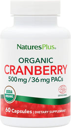 NaturesPlus Organic Cranberry 500 mg - 60 Capsules - Helps Promote Healthy Urinary Tract - USDA Certified Organic, Vegan, Gluten Free, Non-GMO - 30 Servings