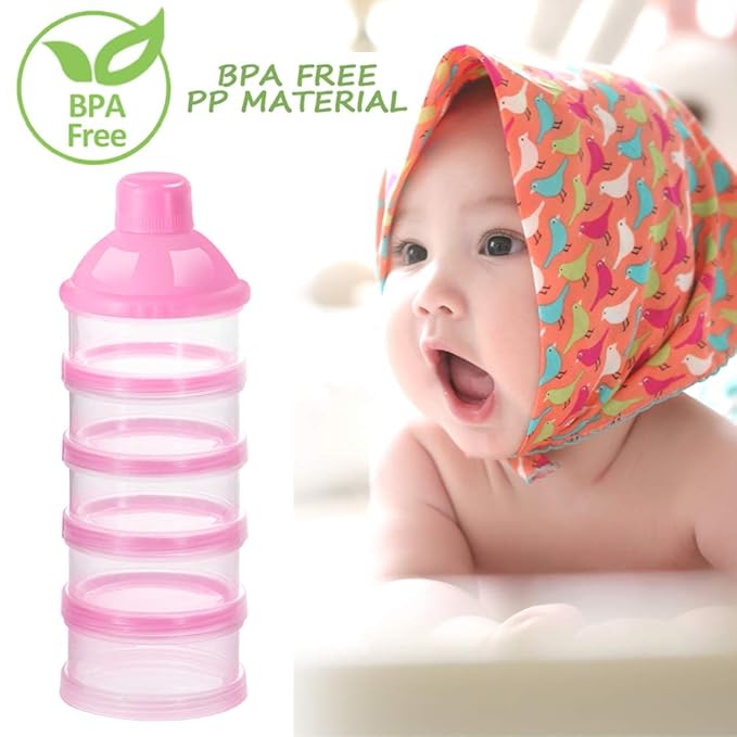 Accmor Formula Dispenser On The Go, 5 Compartments Stackable Formula Container for Travel, Baby Milk Powder Kids Snack Container, BPA Free