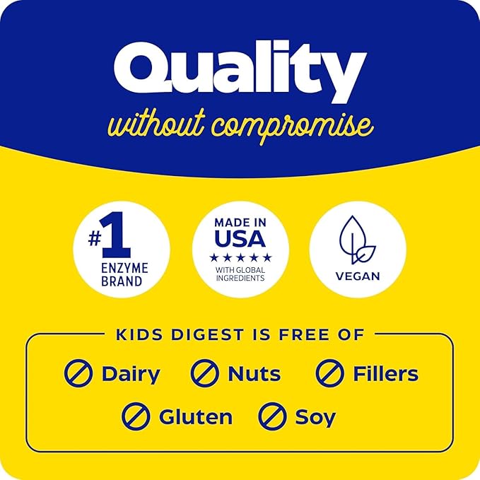 Enzymedica Kids Digest, Chewable Digestive Enzymes, Natural Fruit Punch Flavor, 60 Servings
