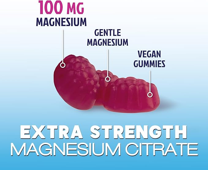 Magnesium Citrate Gummy - High Absorption Magnesium Gummies for Adults & Kids - Enhanced Bioavailability Form Mag Citrate Supplement - Improved Vegan Formula - Delicious Raspberry Flavor - 60 Gummies