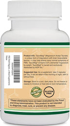 Magnesium Acetyl-Taurate (ATA MG, TauroMag) Novel and Patented Form of Magnesium for PMS and Cramp Relief (60 Capsules, 350mg) PMS Relief Magnesium Supplement by Double Wood Supplements