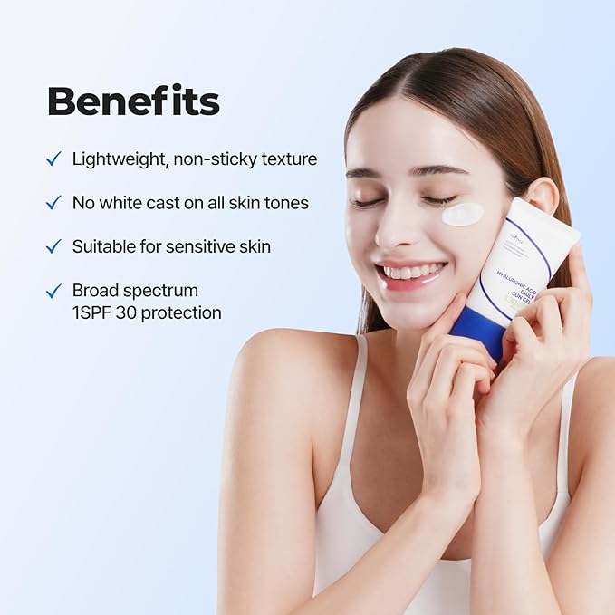 ISNTREE Hyaluronic Acid Daily Sun Gel 50ml, 1.69 fl oz, SPF 30, Korean Skincare, Moisturizing, No White Cast, Lightweight, Mild Formula, Daily SPF, Korean Sunscreen