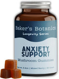 Baker's Botanics Adaptogenic Anxiety Support Mushroom Gummies - Botanicals Blend | Mixed Berry Flavor | Vegan, Gluten-Free, Non-GMO Supplement