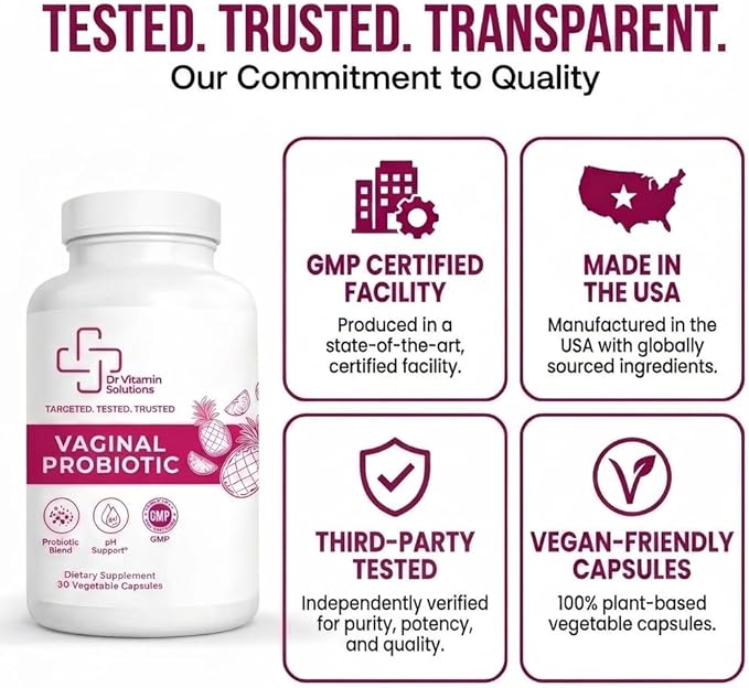 Vaginal Probiotic for Women – 7 Billion CFU Lactobacillus Blend + Prebiotic Inulin, Cranberry & Pineapple – Vaginal pH & Microbiome Support – Daily Women’s Probiotics – 30 Veg Capsules