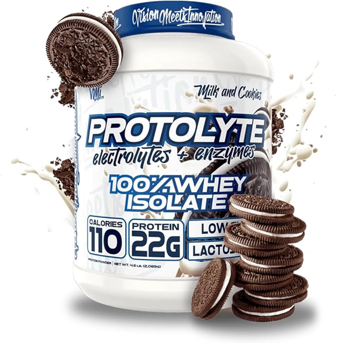 VMI Sports | ProtoLyte Whey Isolate Protein Powder | Low Calorie Whey for Weight Loss and Muscle Gain | Digestive Enzymes | Non-GMO (4.6 lb, Milk and Cookies)