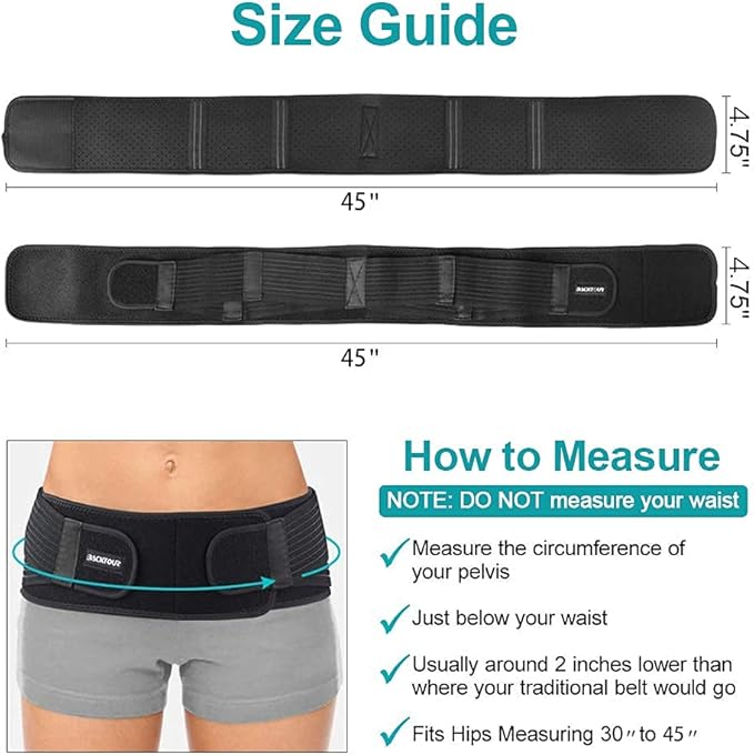 Si Belt Sacroiliac Belt for Women and Men That Alleviate Sciatic, Pelvic,Lower Back and Leg Pain, Stabilize SI Joint,Breathable Anti-Slip Sacroiliac Hip Brace Fit Hip Size 30" - 45"