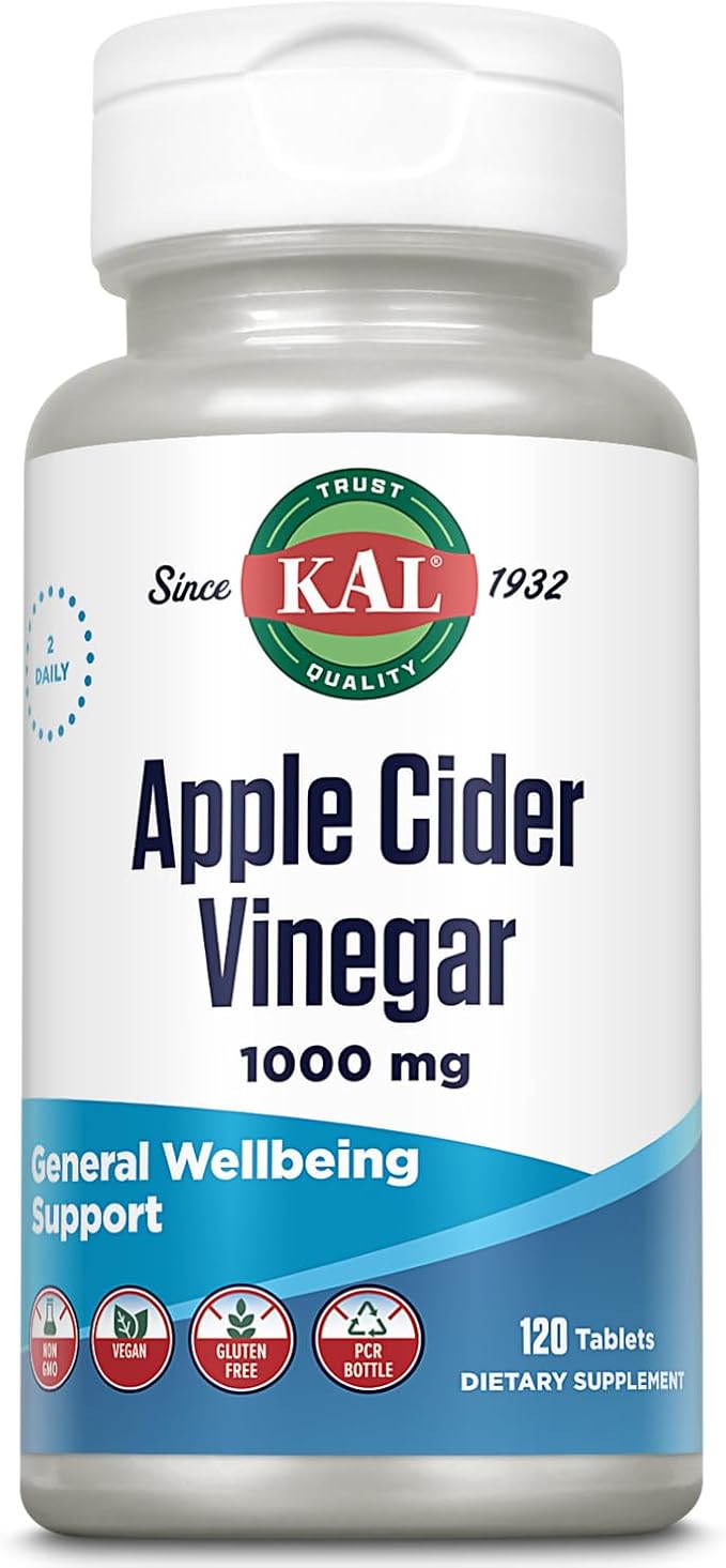 KAL Apple Cider Vinegar Capsules, 500 mg, 120 Count