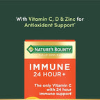 Nature's Bounty Immune 24 Hour +, The only Vitamin C with 24 Hour Immune Support from Ester-C, 1000 mg Vitamin C, D & Zinc, Gluten Free, Rapid Release Softgels, 2 Softgels per Day, 50 Count