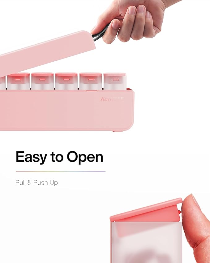 Weekly Pill Organizer 1 Time a Day - Travel Pill Box 7 Days, Large Medicine Pill Case Container for Daily Medication Vitamin Supplement Fish Oil, Portable Week Pills Organizers Holder Dispenser, Pink
