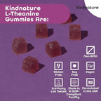 kindnature L-Theanine Gummies 200mg – Calm & Focus Supplement for Adults & Kids Ages 4+ – Stress Support, Mental Clarity & Non-Drowsy Relaxation – Vegan, Mixed Berry, Non-GMO