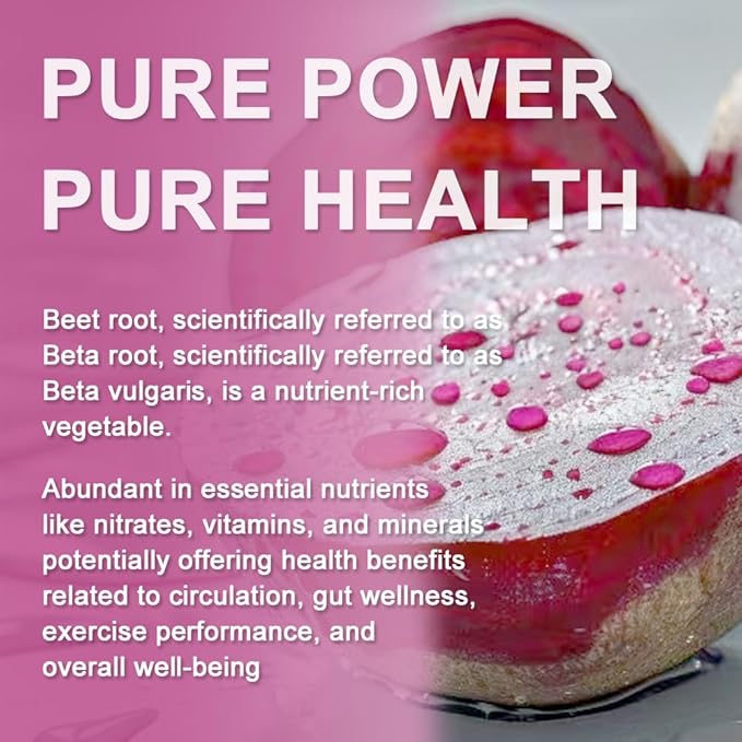 Beet Root Capsules Organic - 1300mg Beetroot Powder Capsules for Natural Energy - 60 Vegan Beetroot Supplement Supports Blood Pressure, Athletic Performance, Digestive, Immune System (Beetroot)