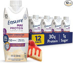 Ensure Max Protein Shake | Cherry Cheesecake | Ready to Drink | 30g Protein for Muscle Health | 1g Sugar, 4g Fiber | 11 fl oz, 12 Pack