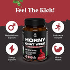 Horny Goat Weed for Men - Extra Strength Male Supplement with Black Maca Root, Tongkat Ali, Saw Palmetto & Panax Ginseng Extract for Stamina & Energy - 180 Count