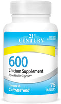 21st Century Calcium 600 mg Supplement (75 Tablets), Vegan-Friendly Bone Strength Calcium Supplement, Non-GMO & Gluten-Free Calcium Carbonate, No Artificial Flavors, Suitable for Men & Women