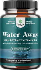 Water Away Herbal Diuretic Pills High Strength - Fluid Retention Supplement with Dandelion Leaf Extract & Green Tea for Bloating Relief for Women & Men - Capsules for Leg & Feet Swelling - 60 Count