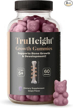 TruHeight Growth Gummies (Grape) Tall Nutrition for Natural Growth Supplement for Kids & Teens - Vitamin D, K, Calcium & Ashwagandha, Bone Strength Vitamins D3 K2, Picky Eater, Taller Ages 5+