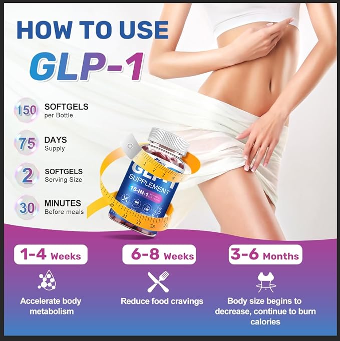 GLP-1 Supplement Natural Activator Formula GLP1 for Women & Men, with Probiotic, Hops, Green Tea for Energy, Gut Health, Hunger & Metabolism Support, 300 Count