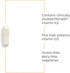 Integrative Therapeutics K2 + D3 - Supplement for Heart Health & Bone Strength* - Daily Vitamins for Calcium Absorption - Supports Vitality - Dairy-Free & Gluten-Free - 60 Count (60 Servings)