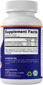 Vitamatic Calcium 1200mg with Vitamin D3 2000 IU (50mcg) – Bone & Immune Support Formula – 240 Tablets – High Absorption Calcium Carbonate with D3 – Non-GMO, Gluten-Free