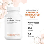 Supersmart - Borage & Evening Primrose (High Potency) - GLA Oil Gamma Linolenic Acid Cold Pressed - with Vitamin E, Borage Oil & Evening Primrose Oil Supplement | Non-GMO & Gluten Free - 120 Softgels