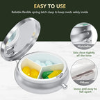 3 Pack Pill Box, Small Pill Case for Purse & Pocket, Cute Travel Medicine Organizer, Portable Medicine Container Holder to Hold Vitamins, Medication, Fish Oil & Supplement, Ink Texture