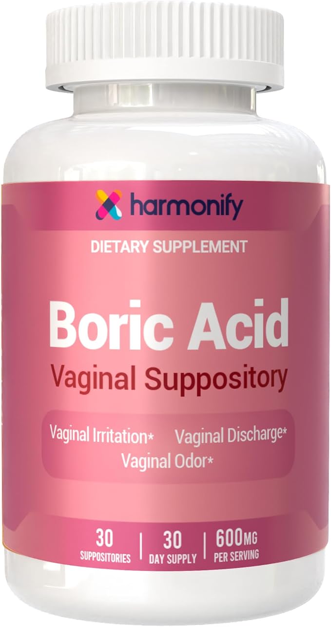 Boric Acid Suppositories for Women 600 mg, Pure Boric Acid pH Balance for Women & Vaginal Odor Control – 30 Suppositories, Made in USA