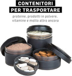 BlenderBottle ProStak Twist n' Lock Storage Jars Expansion 2-Pak with Pill Tray, All Black