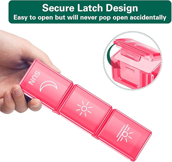 BUG HULL Weekly Pill Organizer 3X a Day, Daily 7 Day Medicine Pill Organizer 3 Times a Day, Travel Pill Case Container for Vitamins, Supplements