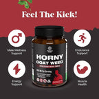 Horny Goat Weed for Men - Extra Strength Male Supplement with Black Maca Root, Tongkat Ali, Saw Palmetto & Panax Ginseng Extract for Stamina & Energy - 60 Count