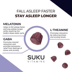SUKU Restful Sleep Gummies – 3 mg Melatonin, L-Theanine & GABA – Vegan, Sugar-Free Chewable for Relaxation & Natural Sleep Support – BlackBerry-Hibiscus Flavor – Non-GMO, Gluten-Free – 50 Count