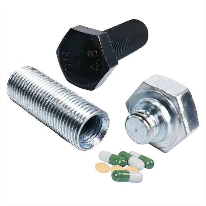 2PCS Unique Pill Box, Disguised Small Pillboxes Metal Pill Boxes Screw Capsule Organizer Twist Top Cartridge Cute Pill Organizer Home Use Outdoor Travel Work Use Supplement Organizer (Silver)
