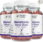 Health Dose Melatonin 6 mg Extra Strength Gummies, Pre-Bedtime Supplement for Restful Sleep, for Adults, 90 Gummies, Mixed Berries, Pack of 3