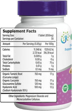 Dietary supplement for joints | With hyaluronic acid, turmeric, glucosamine sulfate and magnesium oxide | Promotes joint mobility, lubrication and flexibility | 30 capsules of 850 mg each