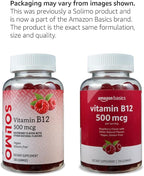Amazon Basics Vitamin B12 500 mcg Gummies for Energy Production, Metabolism and Immune System Support, Raspberry Flavor, 100 Count