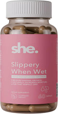 She. Slippery When Wet – Women's Intimate Moisture Support Capsules, 60 Count | Slippery Elm, Marshmallow Root, Okra Extract, Hyaluronic Acid & Evening Primrose Oil | Vegan, Non-GMO