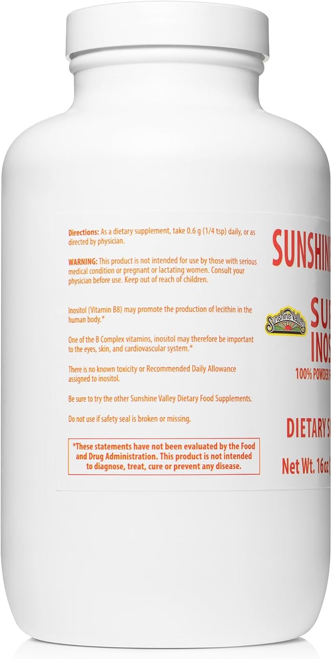 Sunshine Valley® Super Inositol Powder – Dietary Supplement, Wellness & Healthy Lifestyle – Unflavored Powder – 16 oz